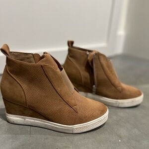 Women's Brown Wedge Sneakers